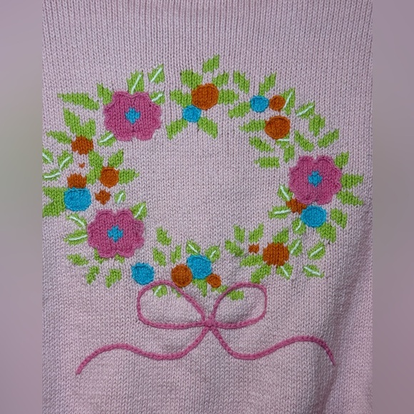 Beaufort Bonnet Company Isabelles Intarsia Wreath Sweater Palm Beach Pink Sz 5 - Picture 6 of 6